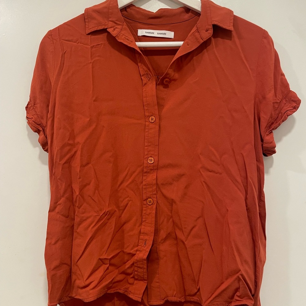Sandro Women's Red Button-Up Top